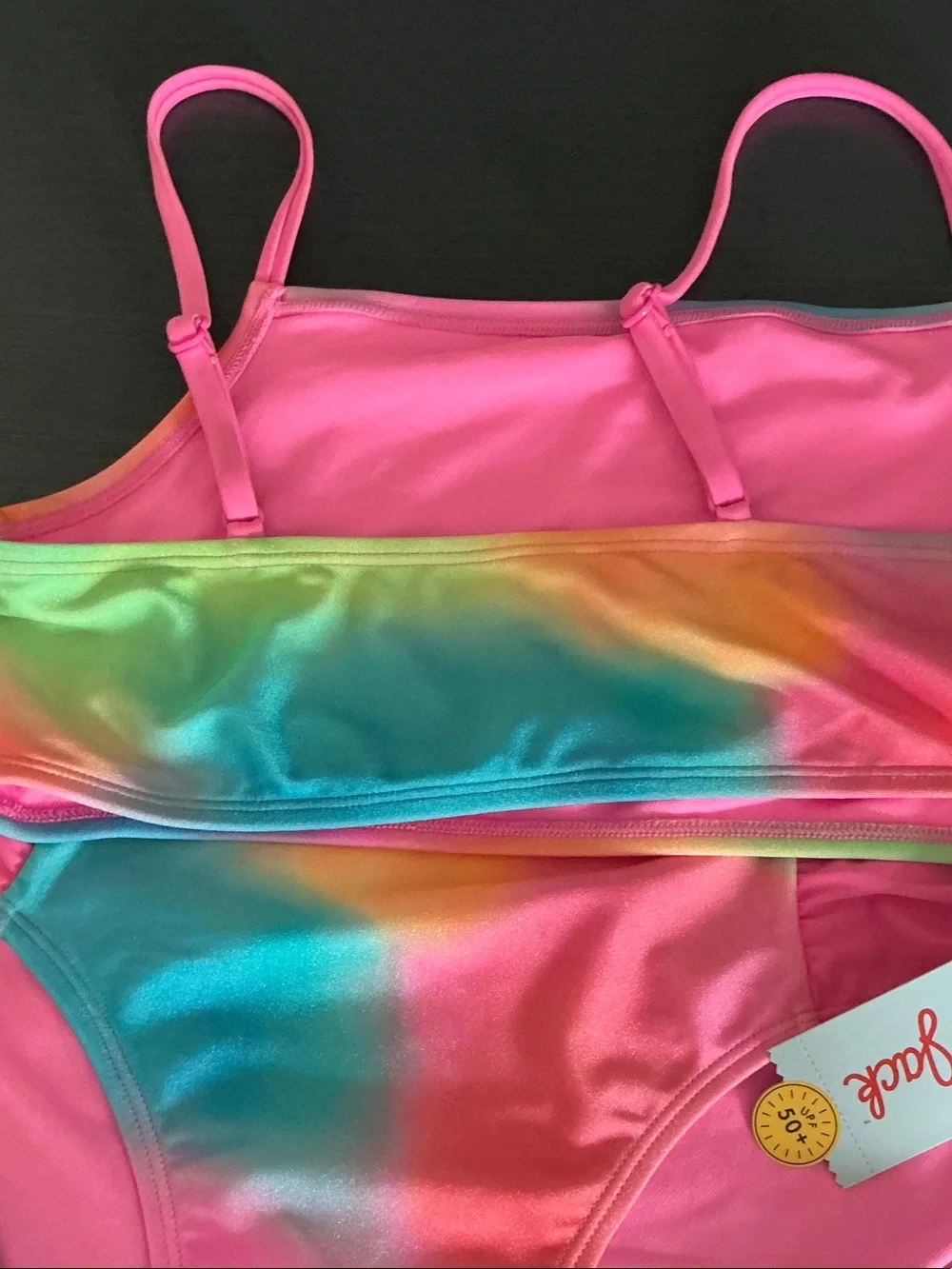 Girls' Rainbow Tie-Dye Pink & Teal Two-Piece Swim Bikini
